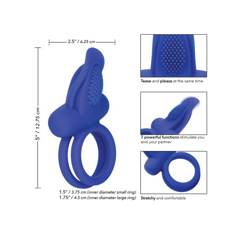 Rechargeable Dual Pleaser Enhancer for Couples - Blue