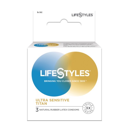 Condones Titan Ultra Sensitivos Lifestyles - Pack de 3