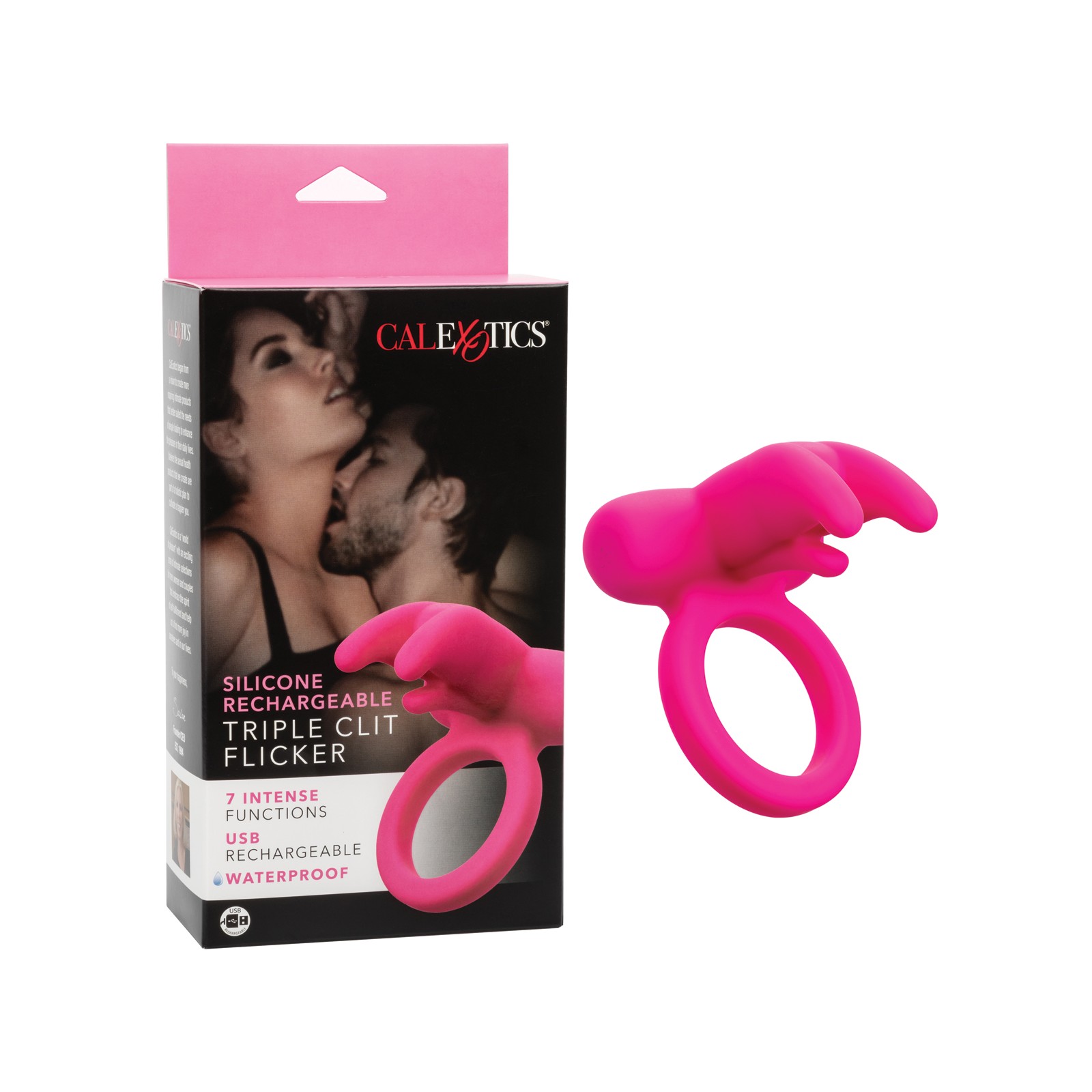 Vibrador Flicker Triple de Silicona - Rosa Recargable