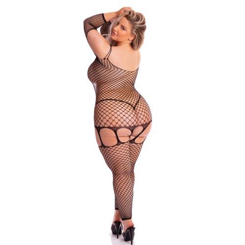 Pink Lipstick Net Bodystocking for Seductive Nights