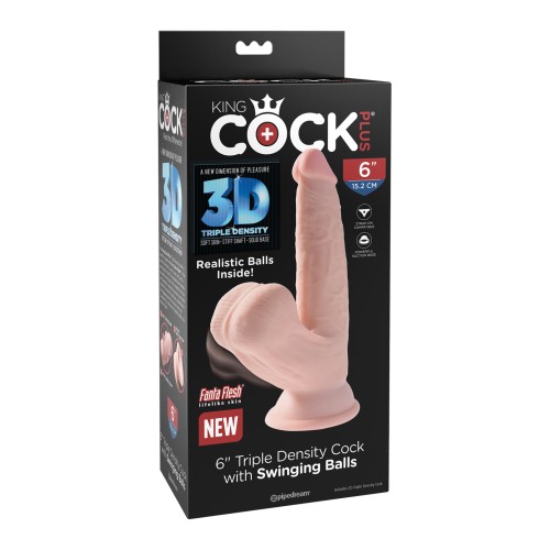 King Cock Plus 6 Pulgadas Pene de Triple Densidad Testículos Móviles Marfil