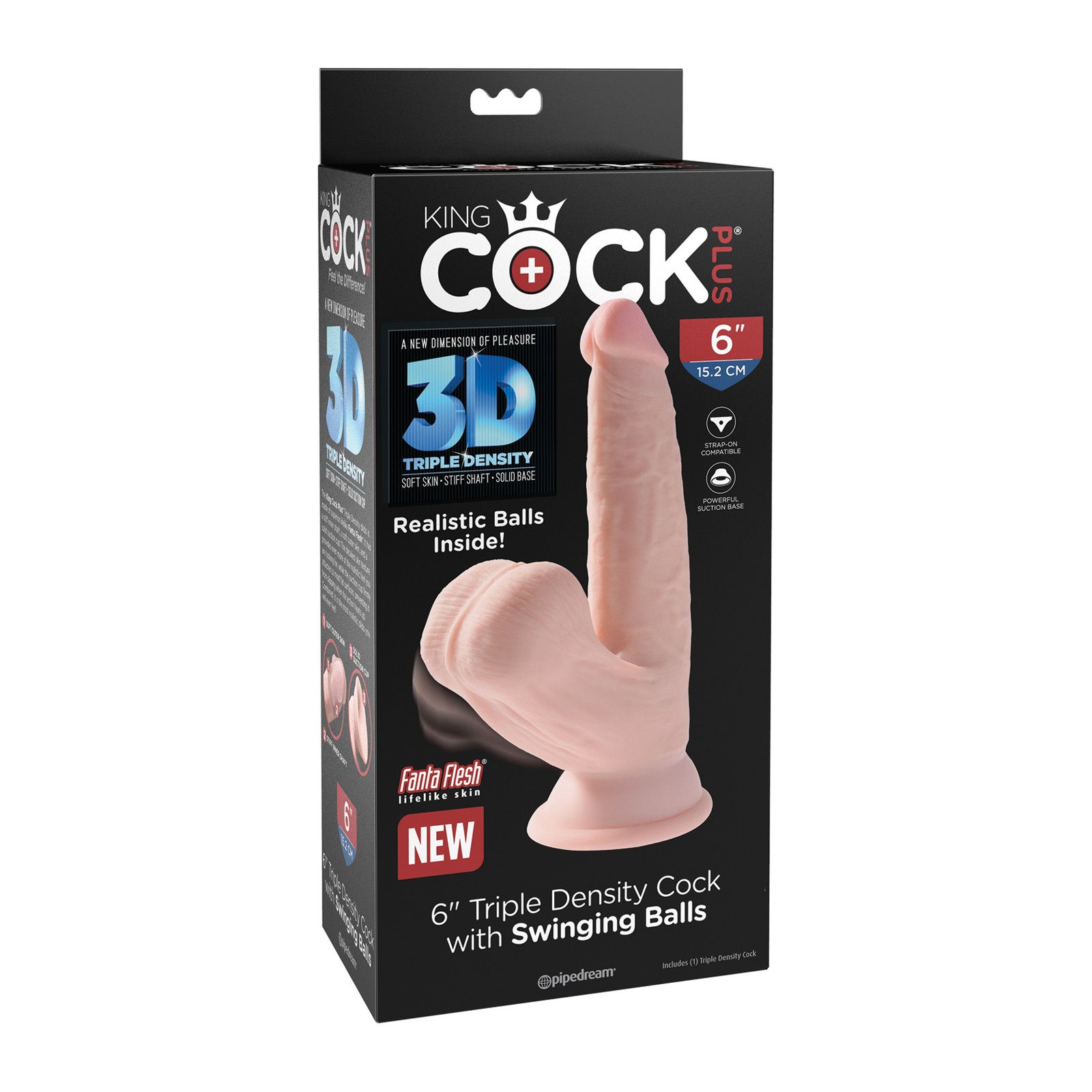 King Cock Plus 6 Pulgadas Pene de Triple Densidad Testículos Móviles Marfil