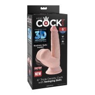 King Cock Plus 6 Pulgadas Pene de Triple Densidad Testículos Móviles Marfil