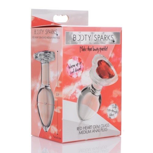 Booty Sparks Glass Anal Plug Medium Red Heart