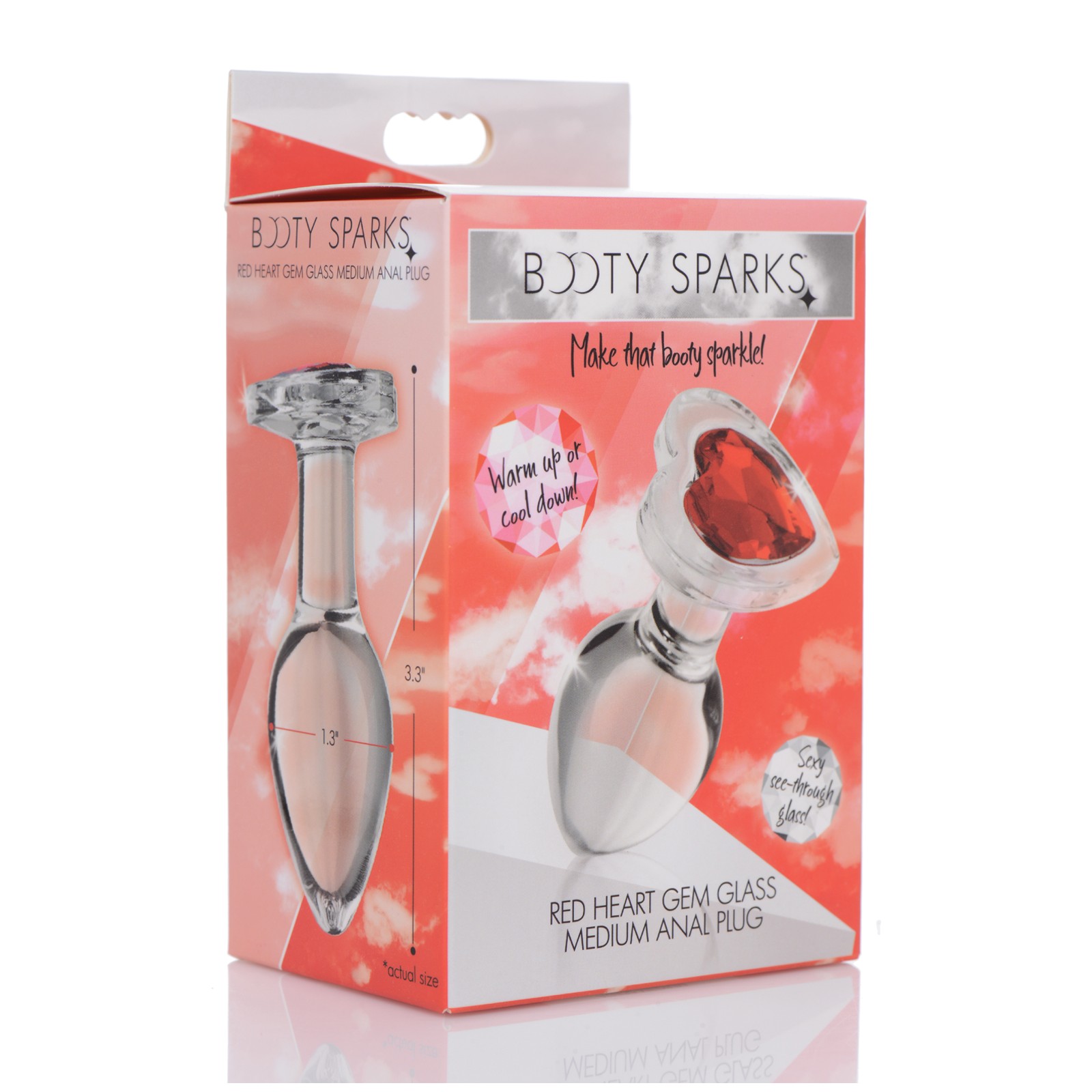 Booty Sparks Glass Anal Plug Medium Red Heart