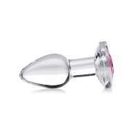 Booty Sparks Pink Gem Glass Anal Plug - Small