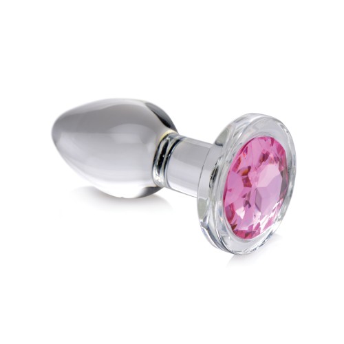 Booty Sparks Pink Gem Glass Anal Plug - Small