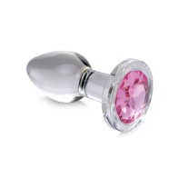 Booty Sparks Pink Gem Glass Anal Plug - Small