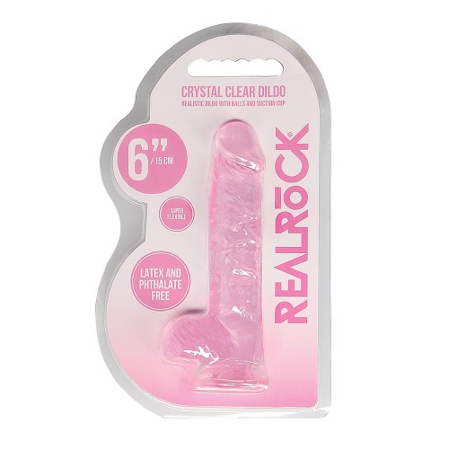 Dildo Crystal Clear RealRock con Bolas de 6 Pulgadas