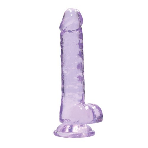 Dildo RealRock Transparente de 7 Pulgadas con Bolas - Morado