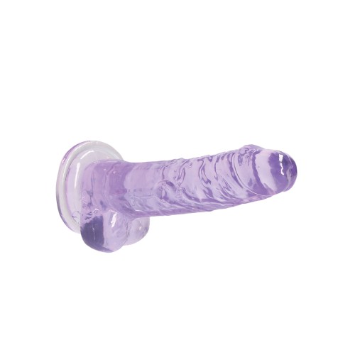 Dildo RealRock Transparente de 7 Pulgadas con Bolas - Morado