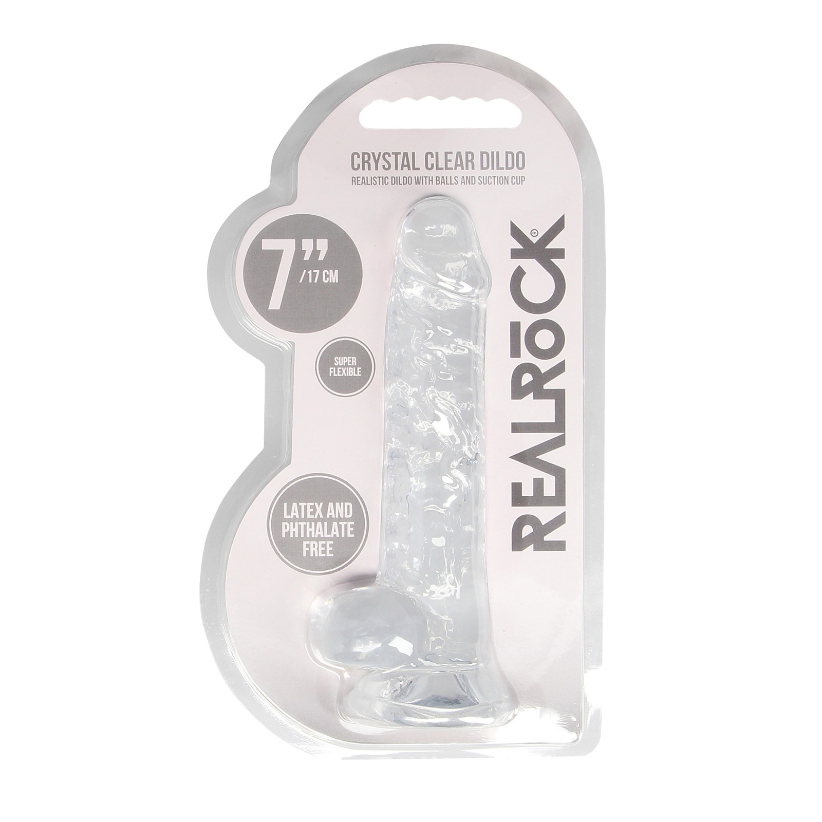 Shots RealRock 7" Transparent Dildo with Balls