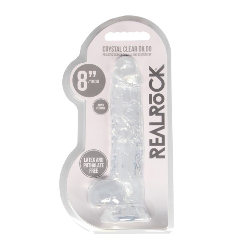 Shots RealRock Crystal Clear Dildo with Balls - 8 Inches