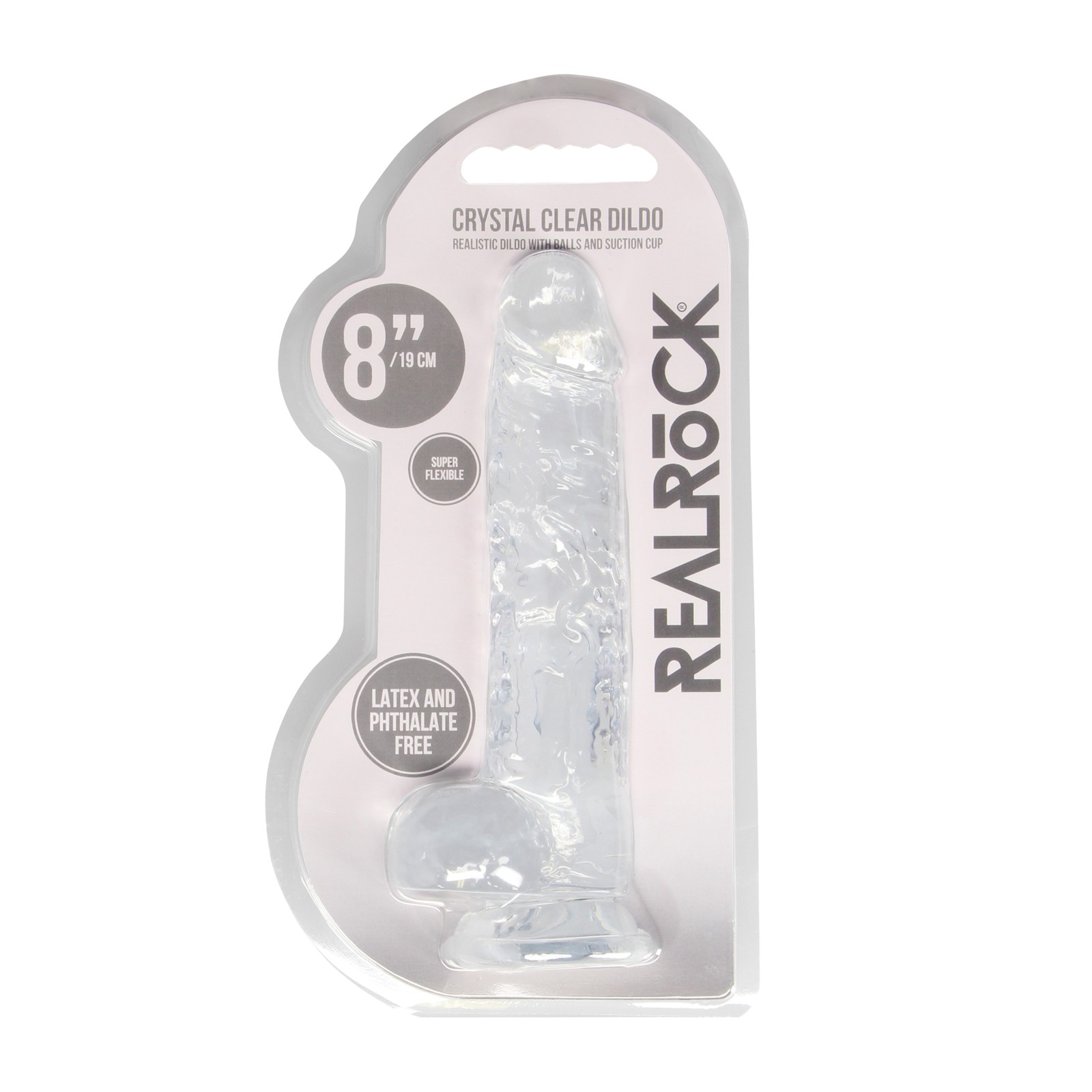 Shots RealRock Crystal Clear Dildo with Balls - 8 Inches