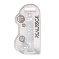 Shots RealRock Crystal Clear Dildo with Balls - 8 Inches