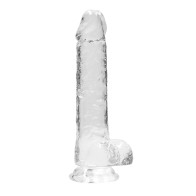 Shots RealRock Crystal Clear Dildo with Balls - 8 Inches