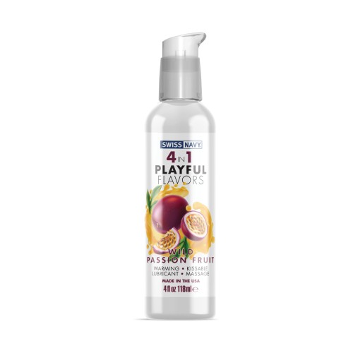 Swiss Navy 4 en 1 Sabores Divertidos Fruta de Pasión - 4 oz | Lubricante Saborizado