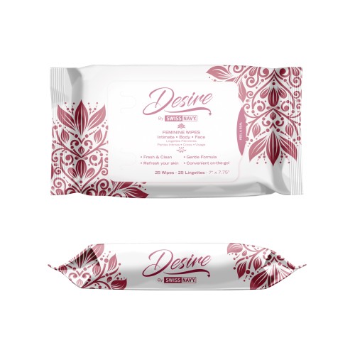 Swiss Navy Desire Unscented Feminine Wipes Pack of 25