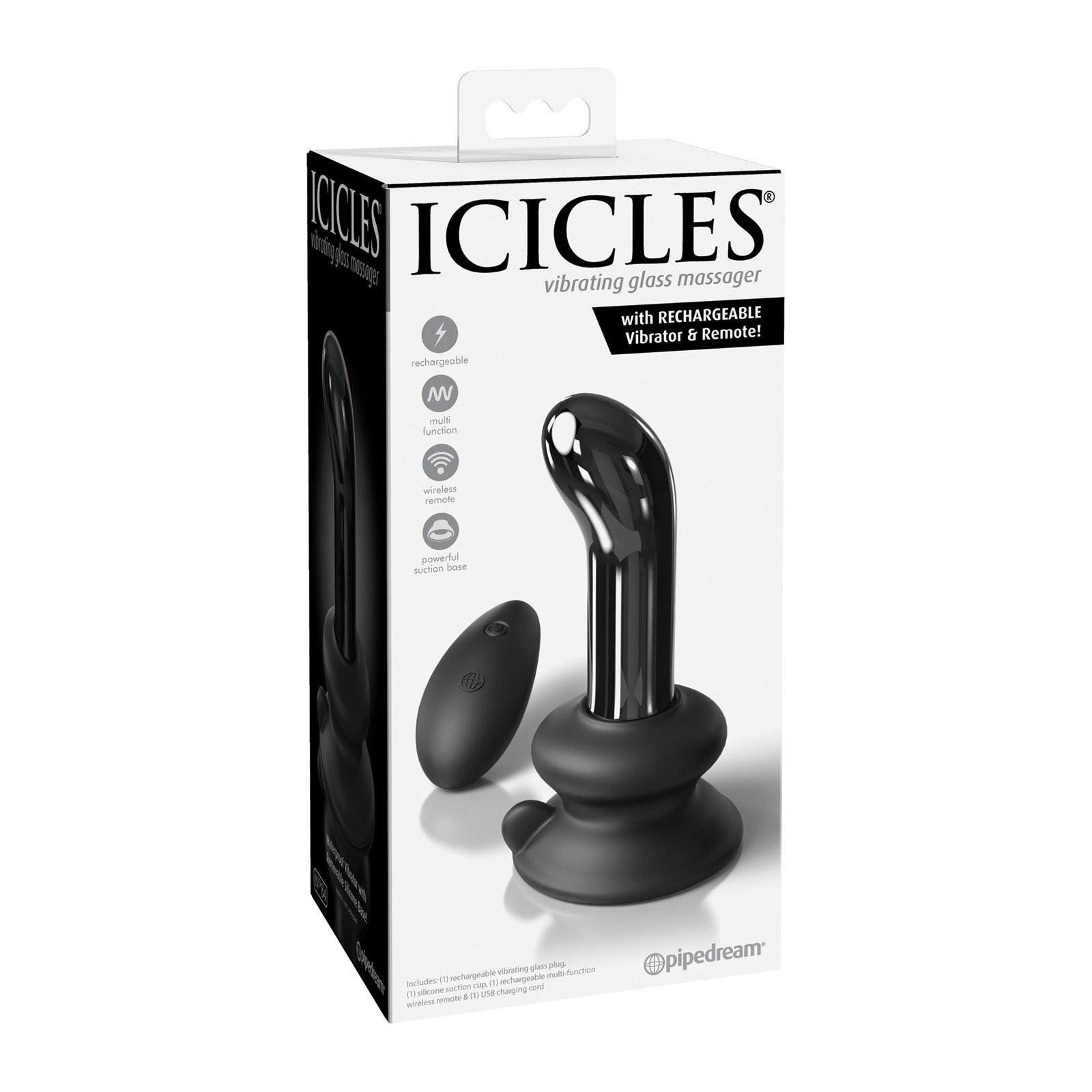 Plug Anal Vibrador de Cristal Icicles No. 84 con Control Remoto