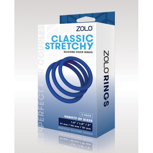 ZOLO Stretchy Silicone Cock Rings - Blue