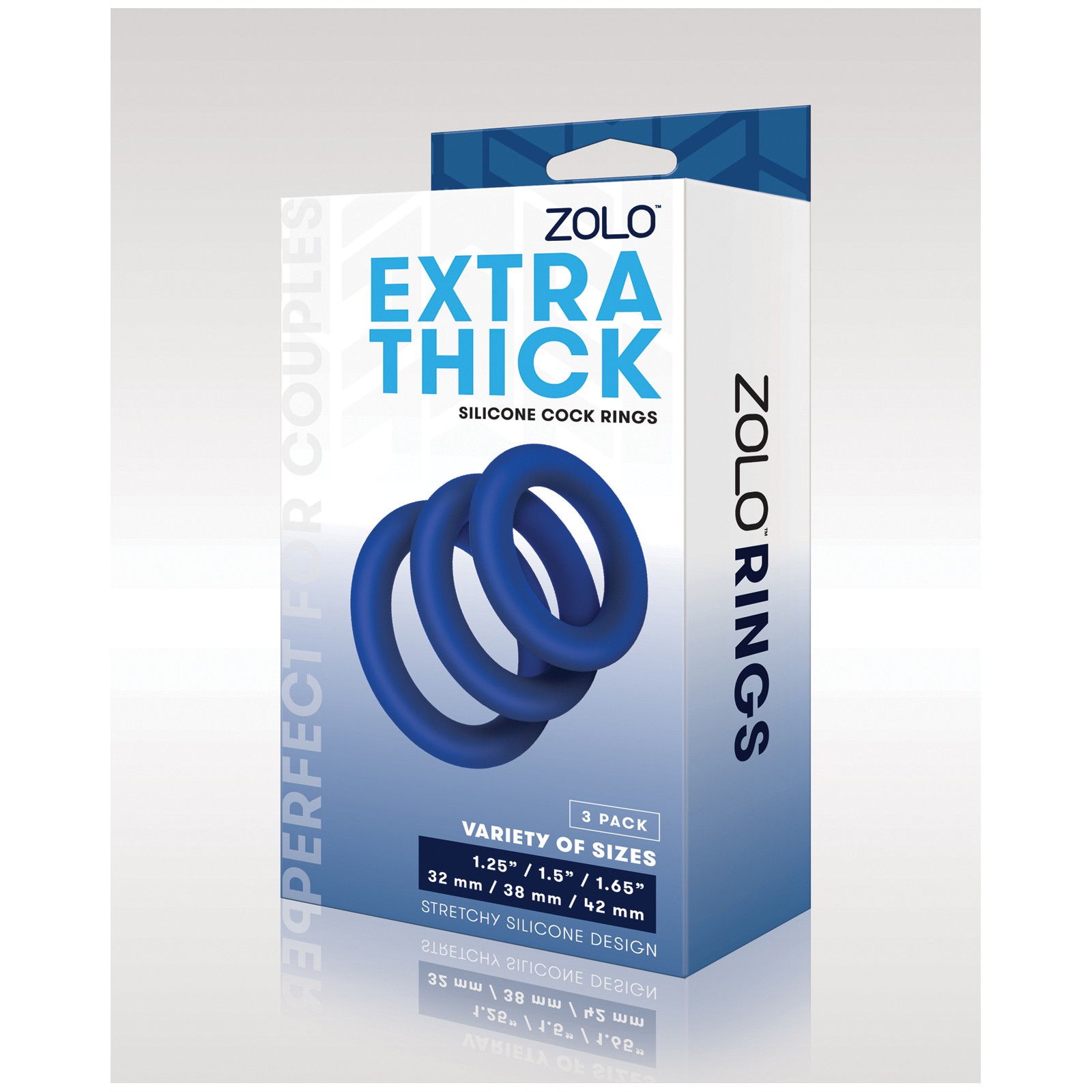 ZOLO Extra Thick Silicone Cock Rings - Blue Pack of 3