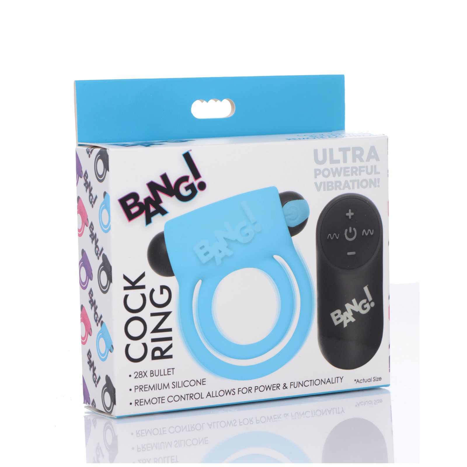 Bang Vibrating Cock Ring Bullet Remote Blue