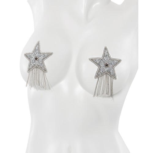 Pasties en Forma de Estrella con Rhinestones Plateados O/S