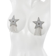 Pasties en Forma de Estrella con Rhinestones Plateados O/S