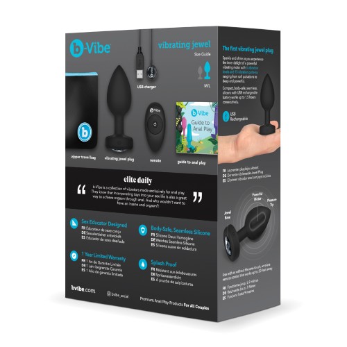 b-Vibe Plug de Joyas Vibrante Control Remoto Negro