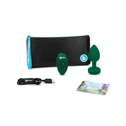 b-Vibe Remote Control Vibrating Jewel Plug M/L Emerald Green