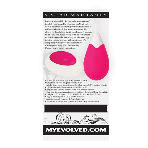 Huevo Vibrador a Control Remoto Evolved Rosa