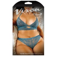 Vixen Teal Me About it Scalloped Lace Bralette w/Panty Teal QN