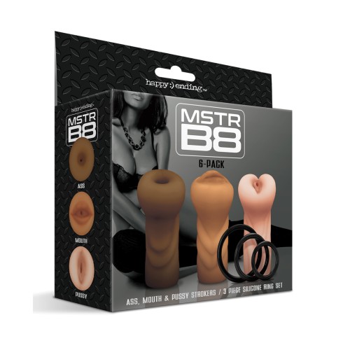 Set de Masturbadores MSTR B8 con Aros - Paquete de 3