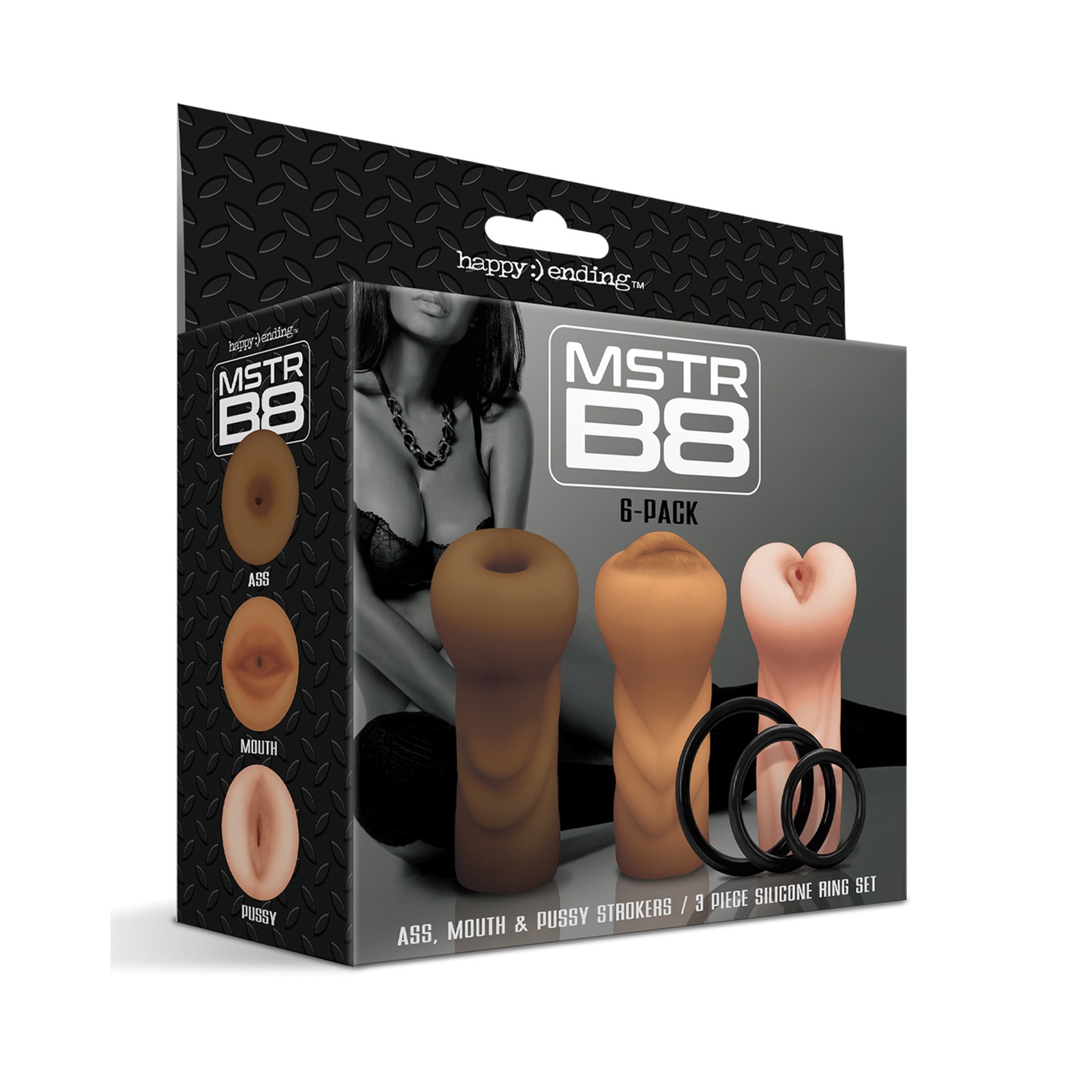 Set de Masturbadores MSTR B8 con Aros - Paquete de 3