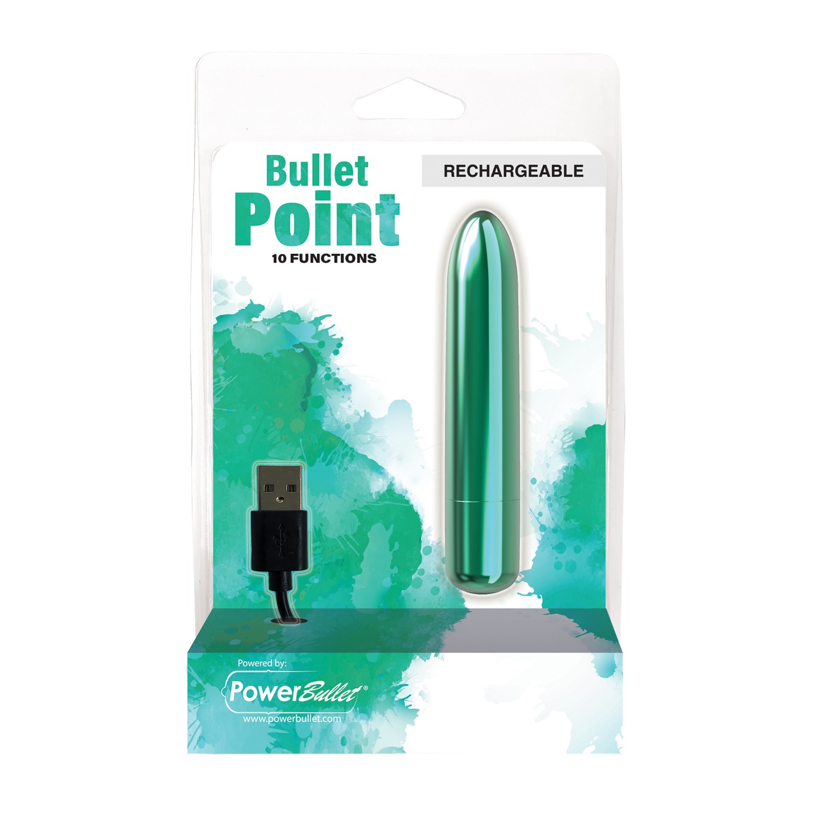 Teal Rechargeable Bullet Vibrator with 10 Functions