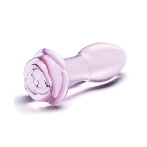 Glas 5 Inch Rosebud Glass Butt Plug - Pink