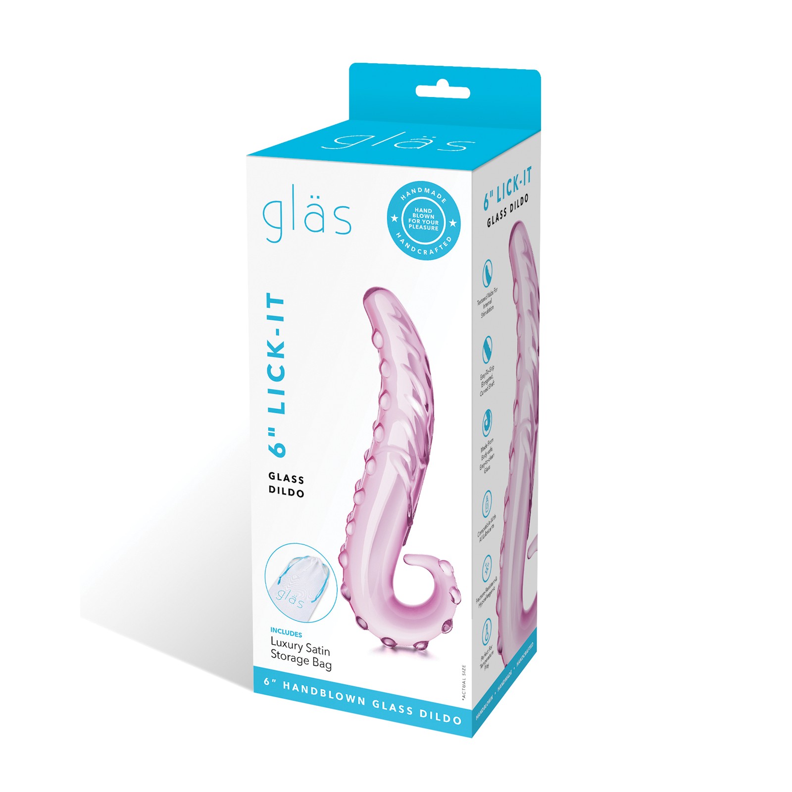 Glas 6' Lick-it Glass Dildo - Pink