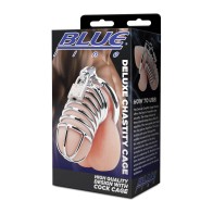 Blue Line Deluxe Chastity Cage Silver