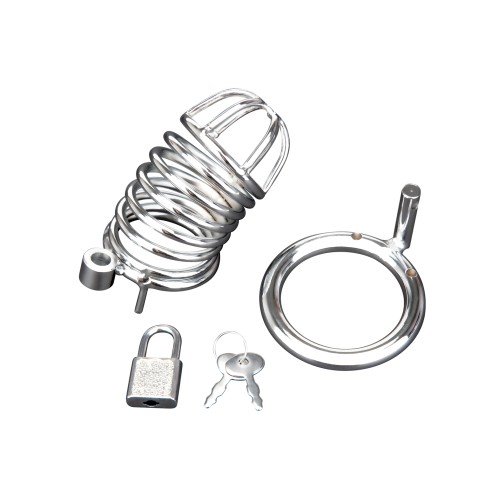 Blue Line Deluxe Chastity Cage Silver