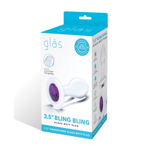 Glas 3.5" Bling Bling Glass Butt Plug - Clear