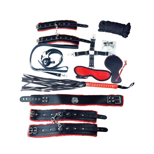 Kit de Bondage Deluxe Plesur Negro/Rojo