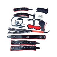 Kit de Bondage Deluxe Plesur Negro/Rojo