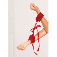 Red Satin Elastic Cuffs with D-Ring