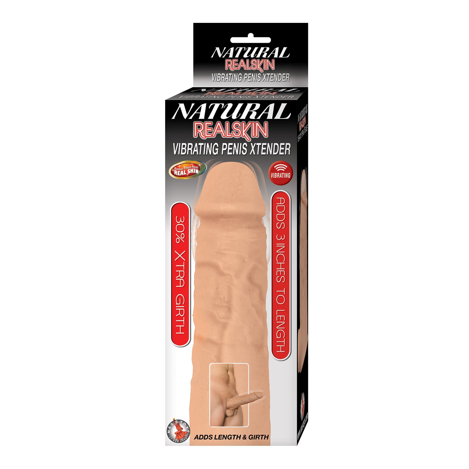 Extensor de Pene Vibrante RealSkin Natural Blanco