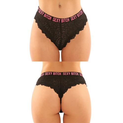 Vibes Buddy Sexy Bitch Lace Panty Micro Thong L/XL