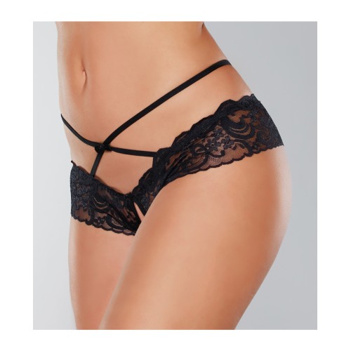 Panty de Encaje Abierto Dare Me - Negro