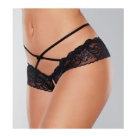 Panty de Encaje Abierto Dare Me - Negro