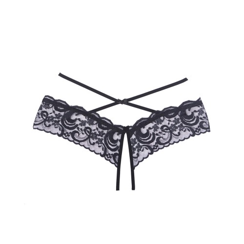 Panty de Encaje Abierto Dare Me - Negro