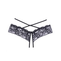 Panty de Encaje Abierto Dare Me - Negro