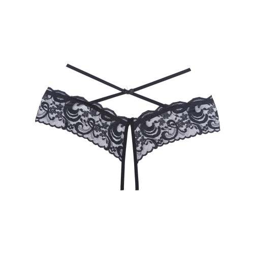 Panty de Encaje Abierto Dare Me - Negro